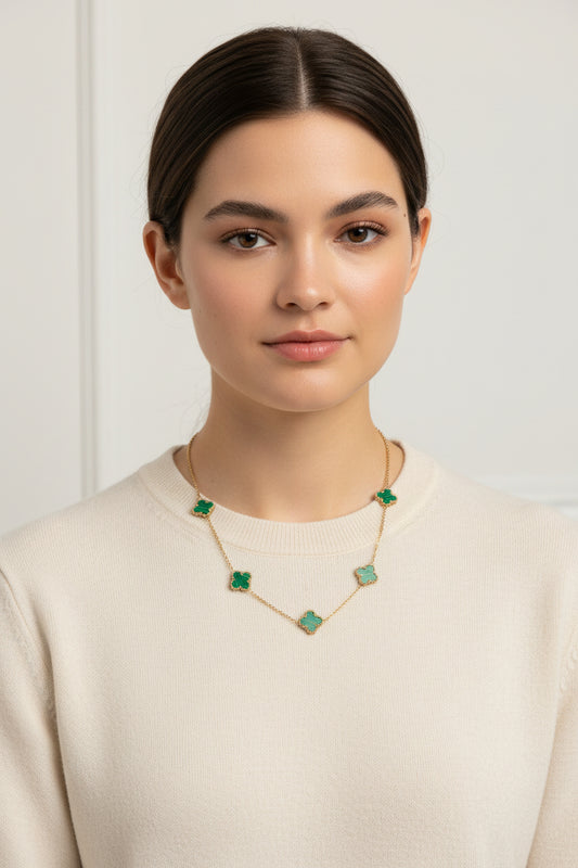Green clover anti-tarnish necklace