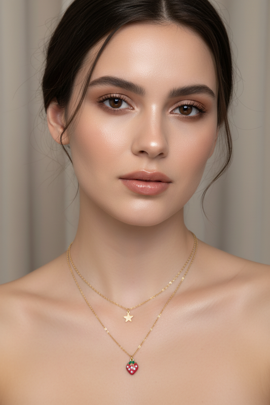 Celestial Strawberry Layered Necklace Set