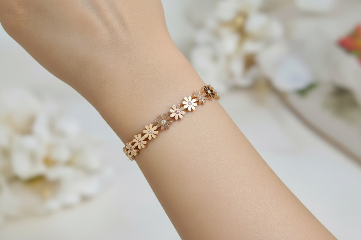 Flower Bangle Rose gold