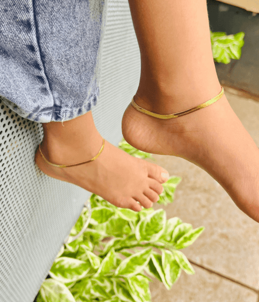 Gold Snake chain kids anklets pair