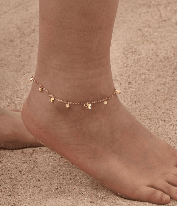Butterfly charm anklets Pair