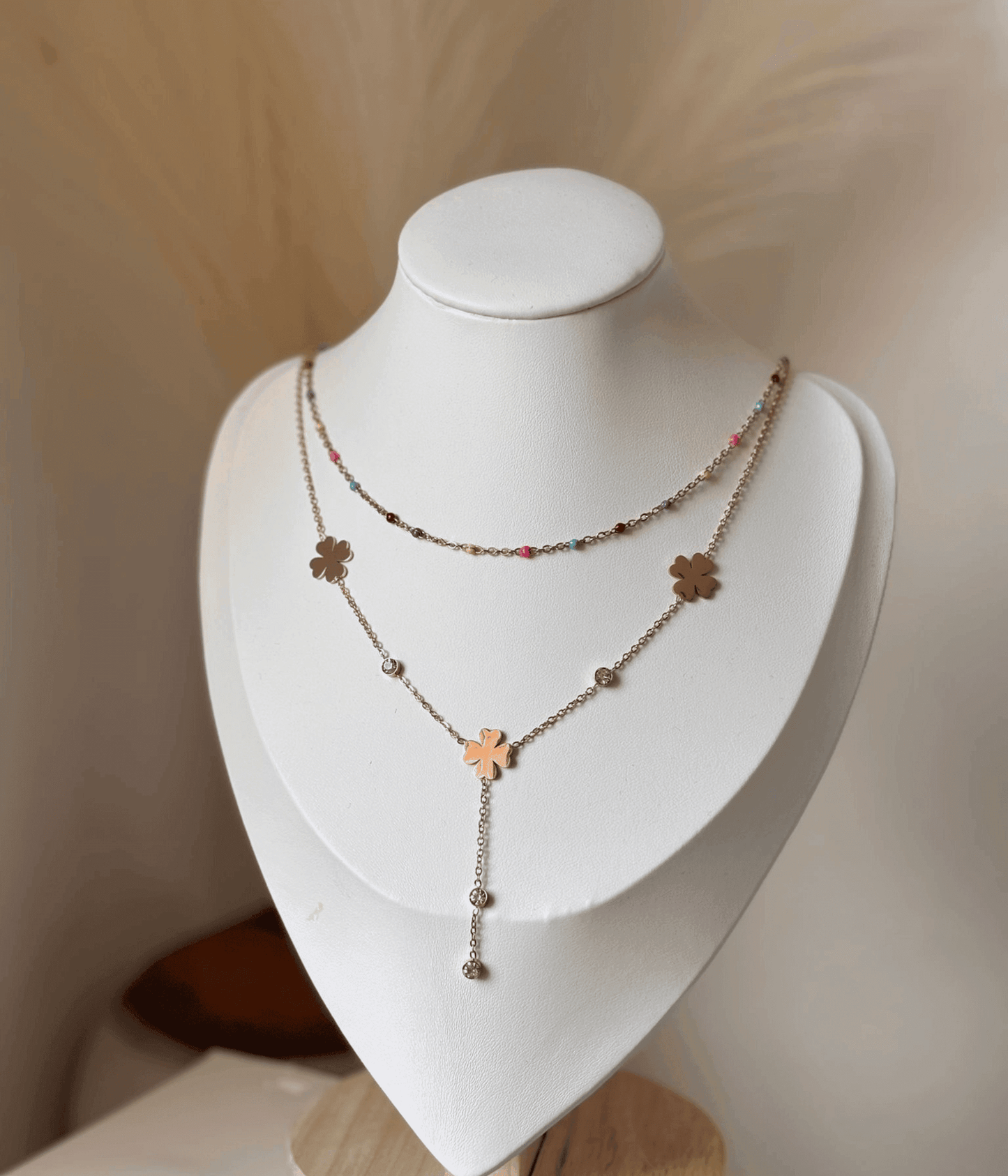 Double layered clover necklace